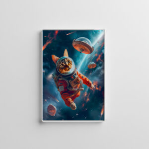 raxxa Glas-Magnet: Adventurous Space Cat Floating Gracefully Beyond Earth’s Horizon