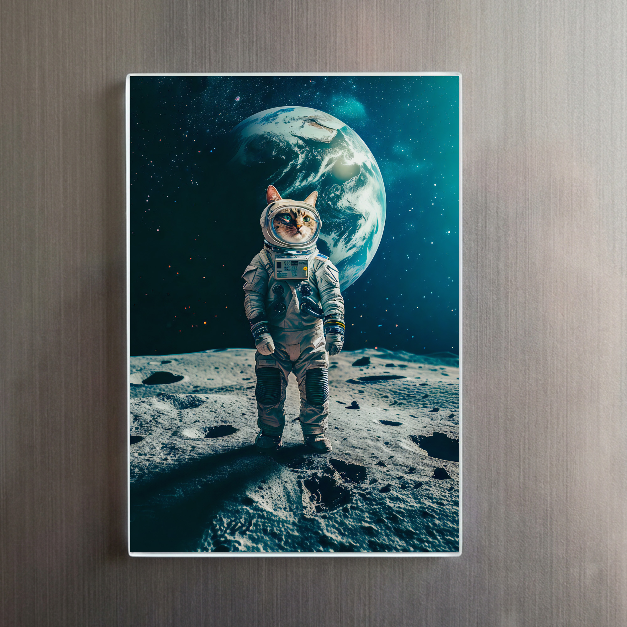 raxxa Glas-Magnet: Astronaut Cat on a Mission walking on the moon - Imagen 2