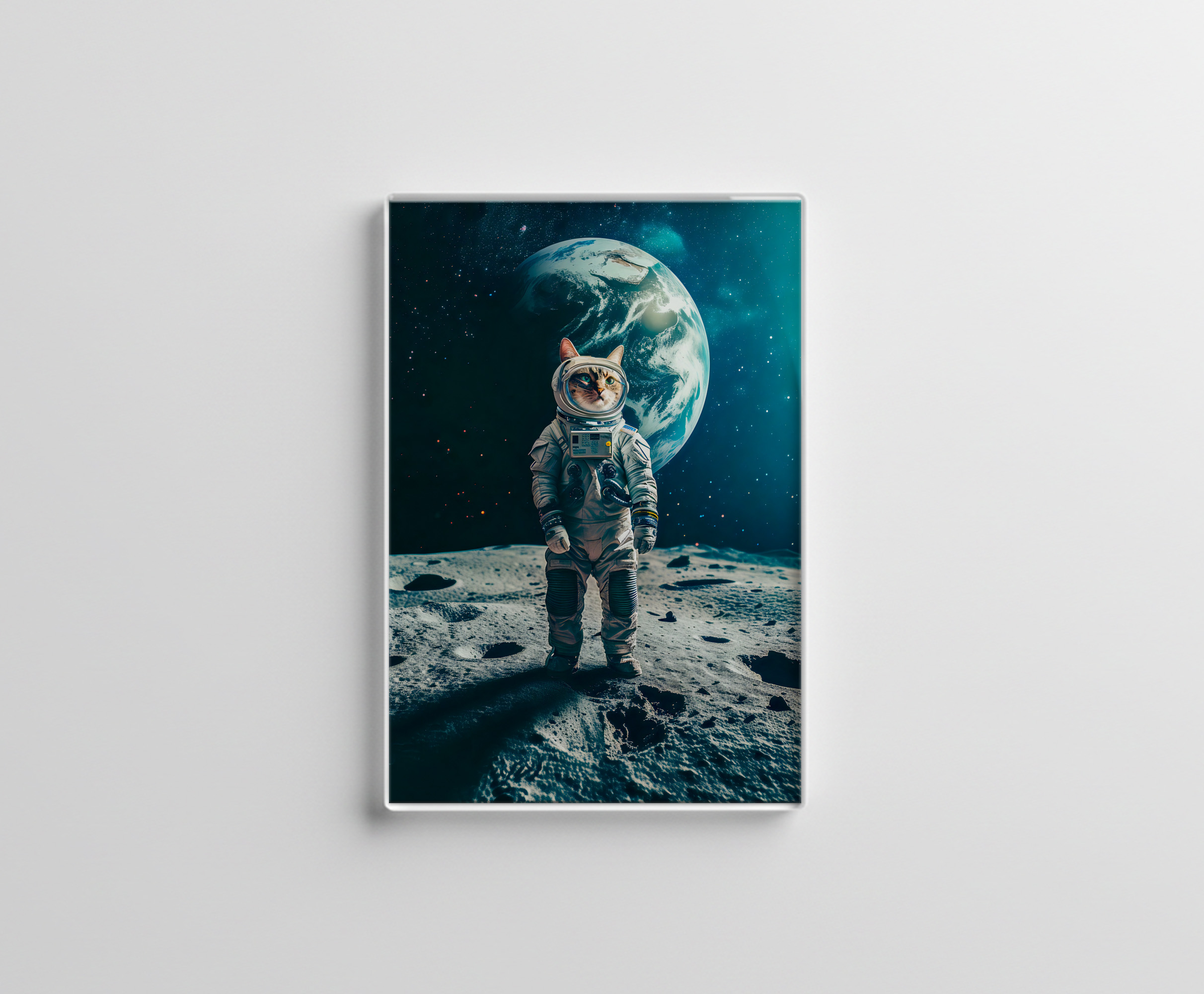 raxxa Glas-Magnet: Astronaut Cat on a Mission walking on the moon