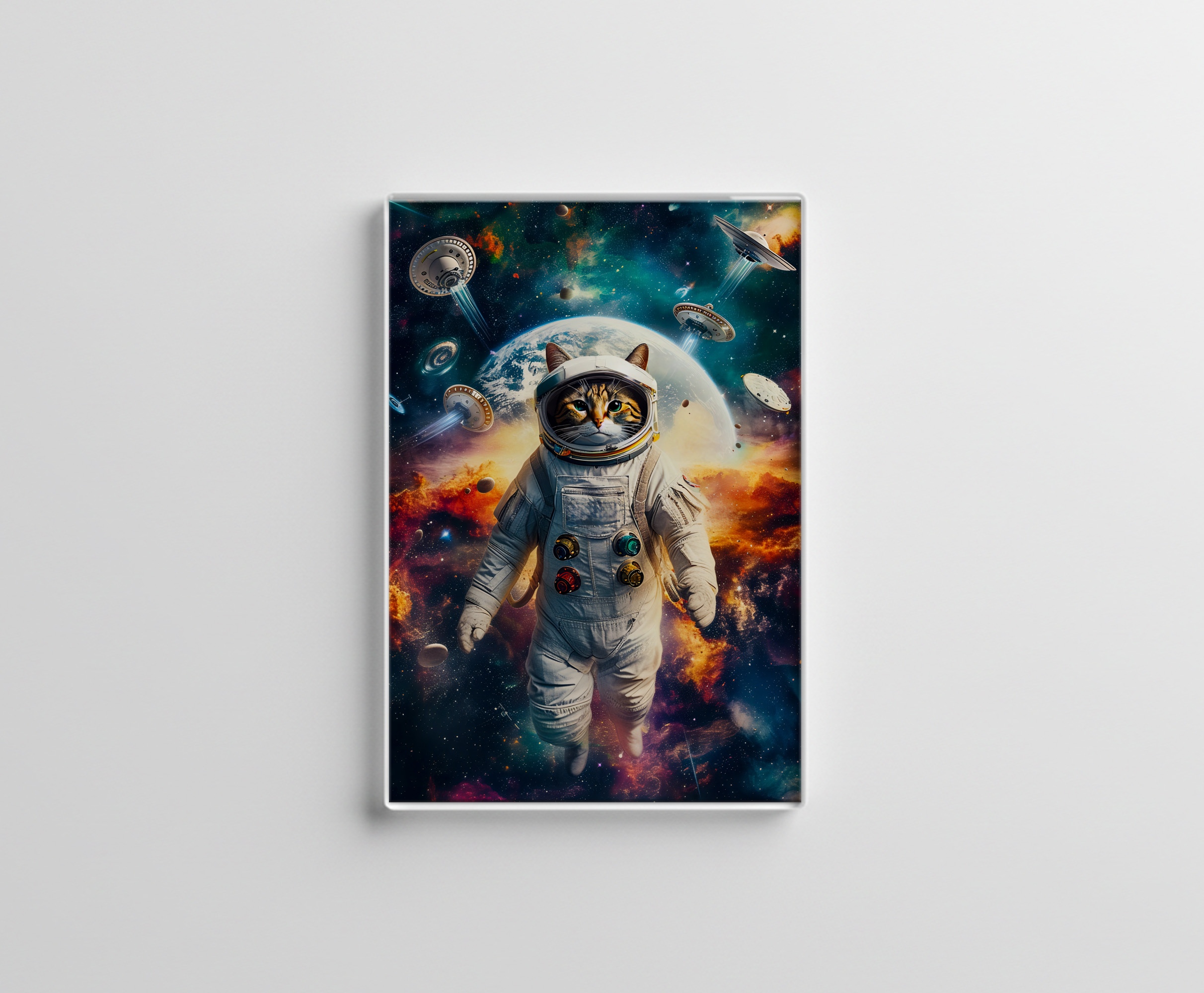 raxxa Glas-Magnet: Galactic Explorer Cat Dreaming Beneath the Light of a Supernova