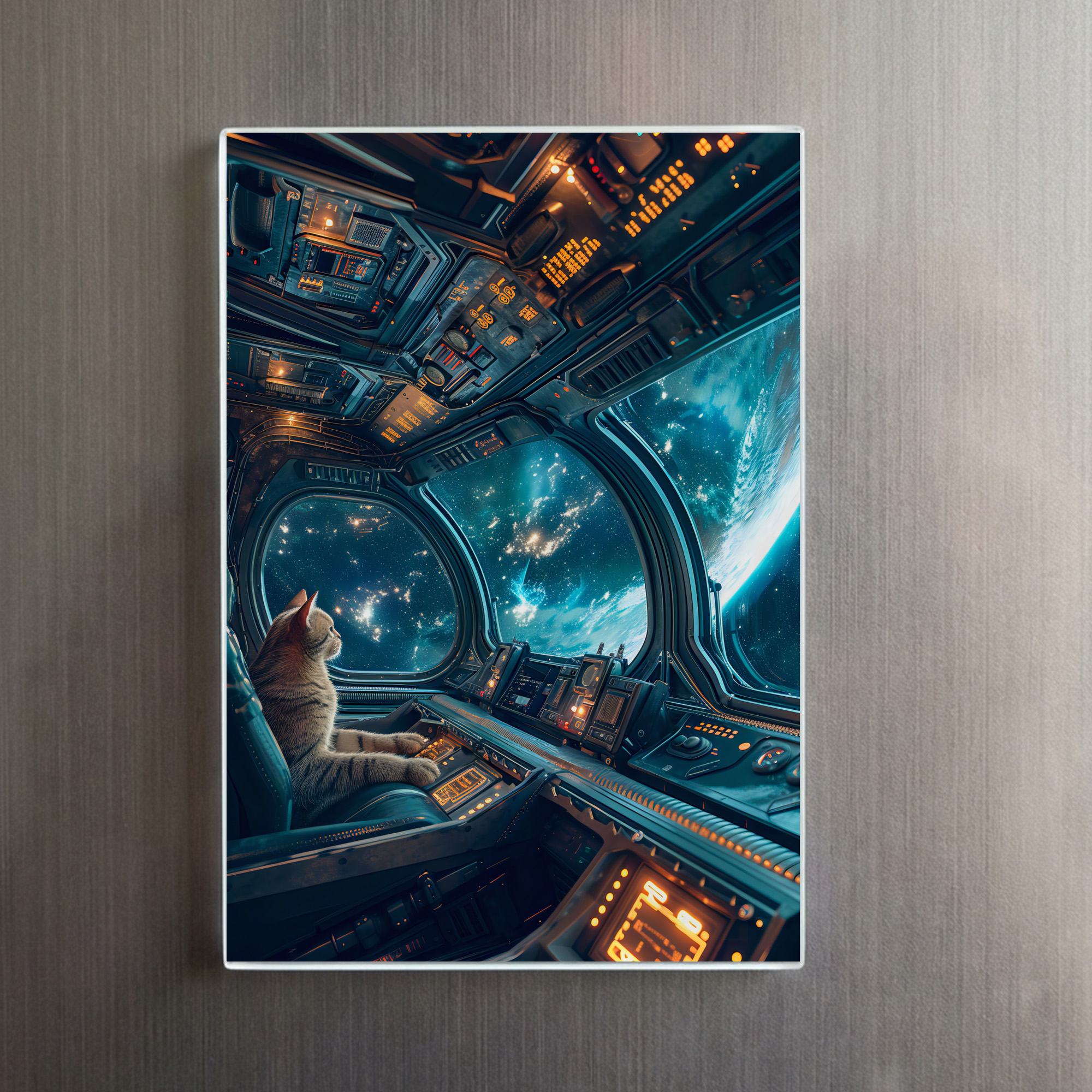 raxxa Glas-Magnet: Curious Space Cat Exploring the Infinite Universe Beyond Stars – Image 2