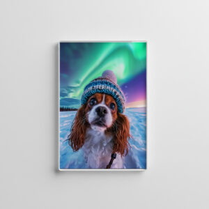raxxa Glas-Magnet: King Charles Cocker Spaniel Takes Selfies with northern lights