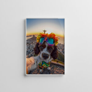 raxxa Glas-Magnet: King Charles Cocker Spaniel Takes Selfies at Rio de Janeira Brazil