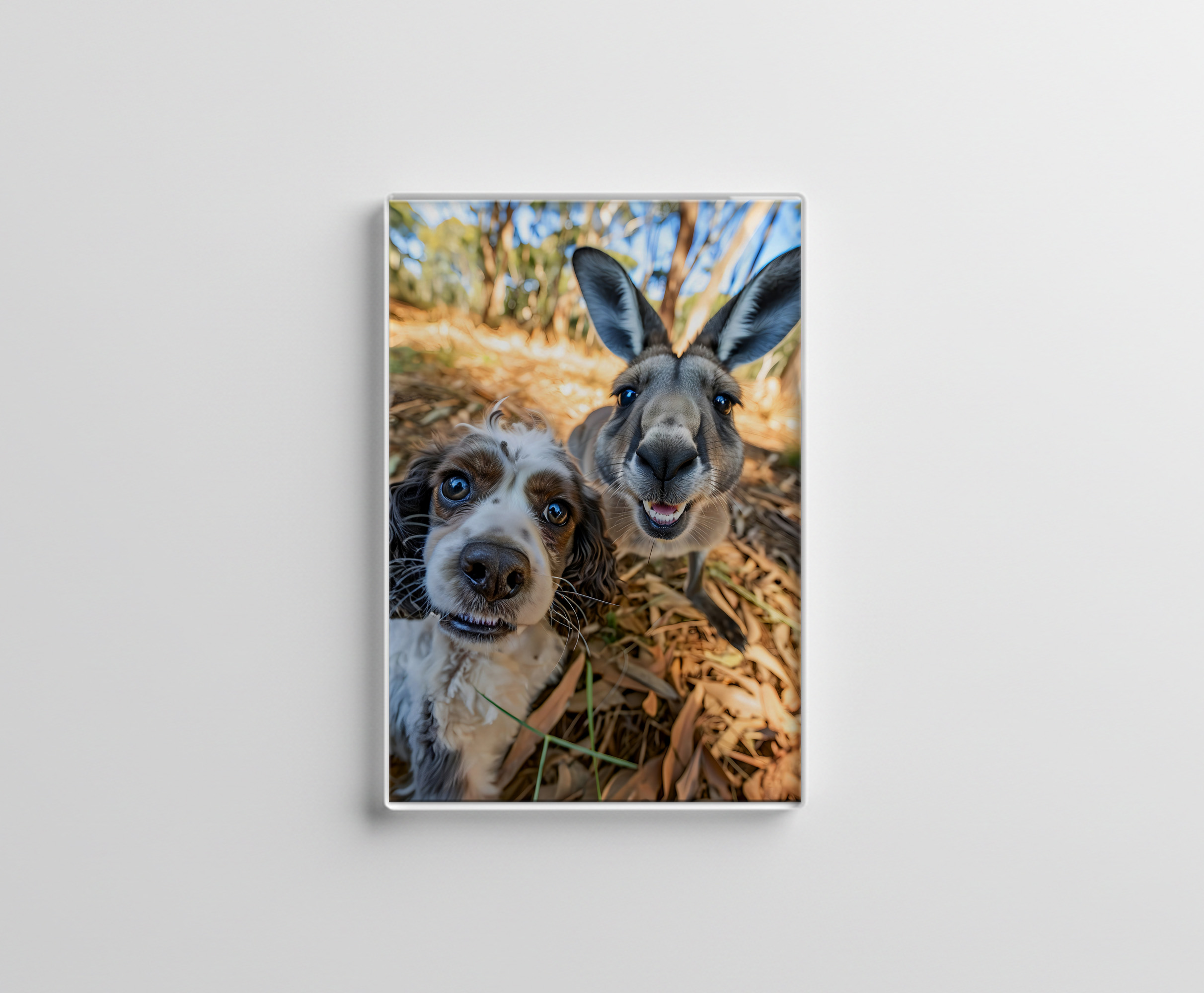 raxxa Glas-Magnet: King Charles Cocker Spaniel Takes Selfies in Australia with kangaroo