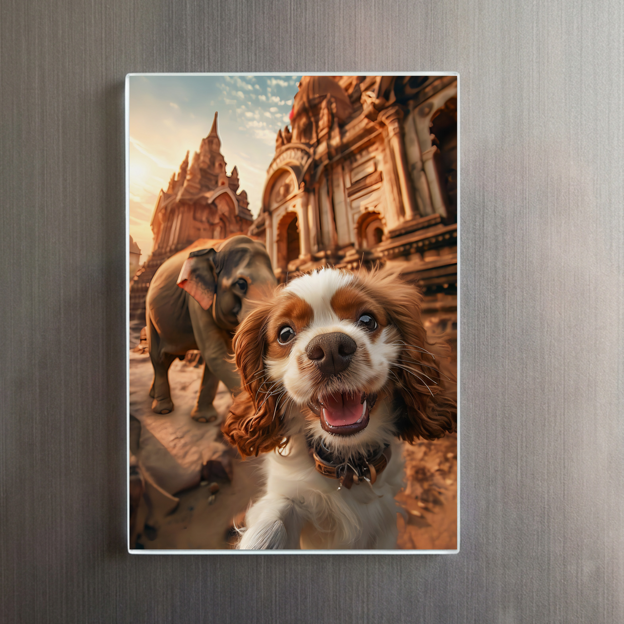 raxxa Glas-Magnet: King Charles Cocker Spaniel Takes Selfies Across the Globe - immagine 2