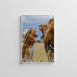 raxxa Glas-Magnet: King Charles Cocker Spaniel Takes Selfies in africa with a Lion