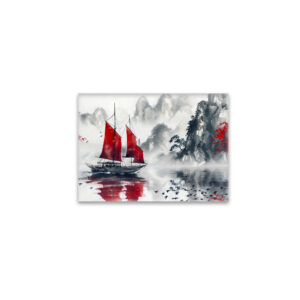 raxxa Glas-Magnet: Chinese Watercolor Junk on Serene Lake