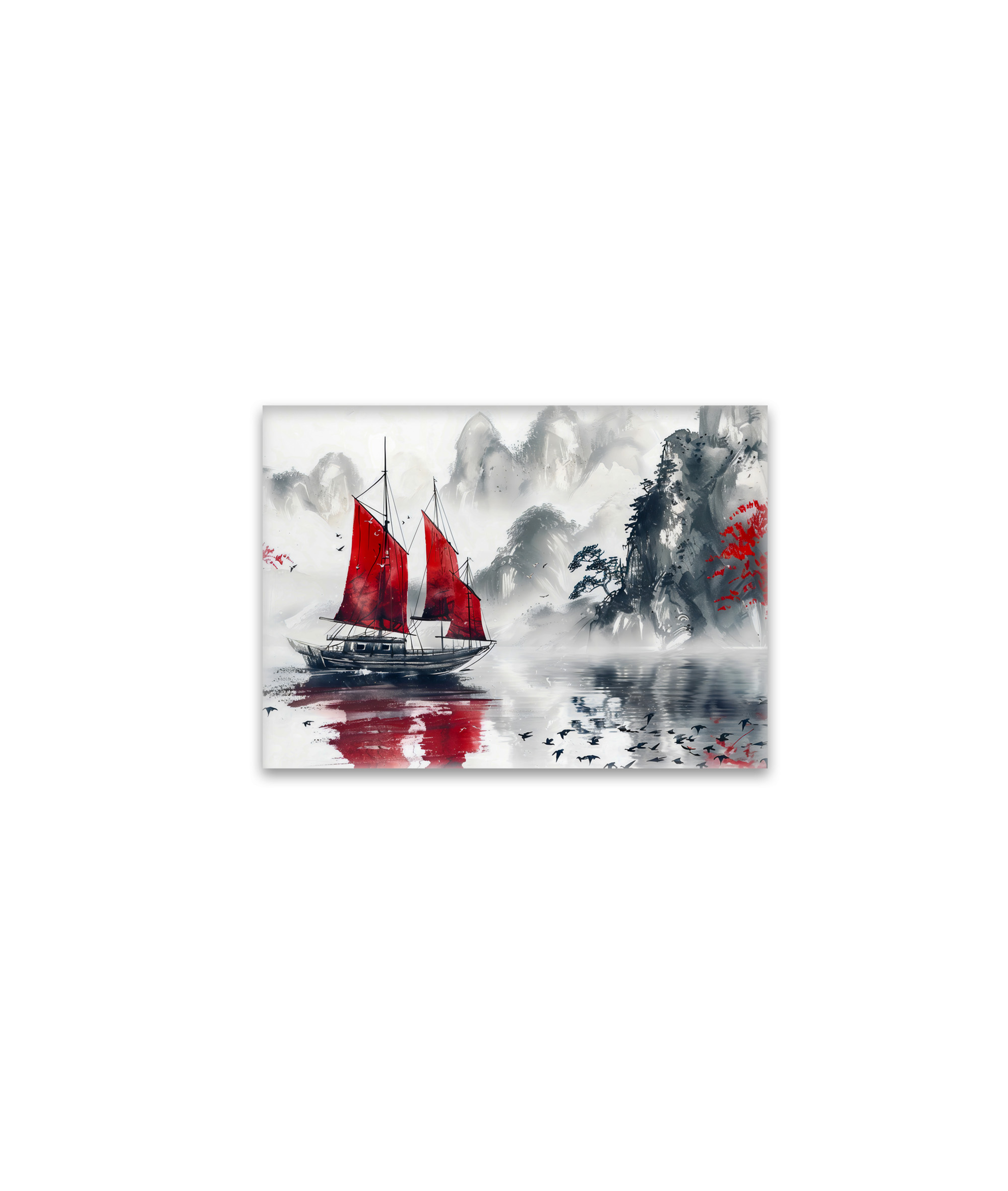 raxxa Glas-Magnet: Chinese Watercolor Junk on Serene Lake