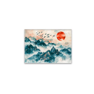 raxxa Glas-Magnet: Chinese Watercolor Birds Soaring over Mountains