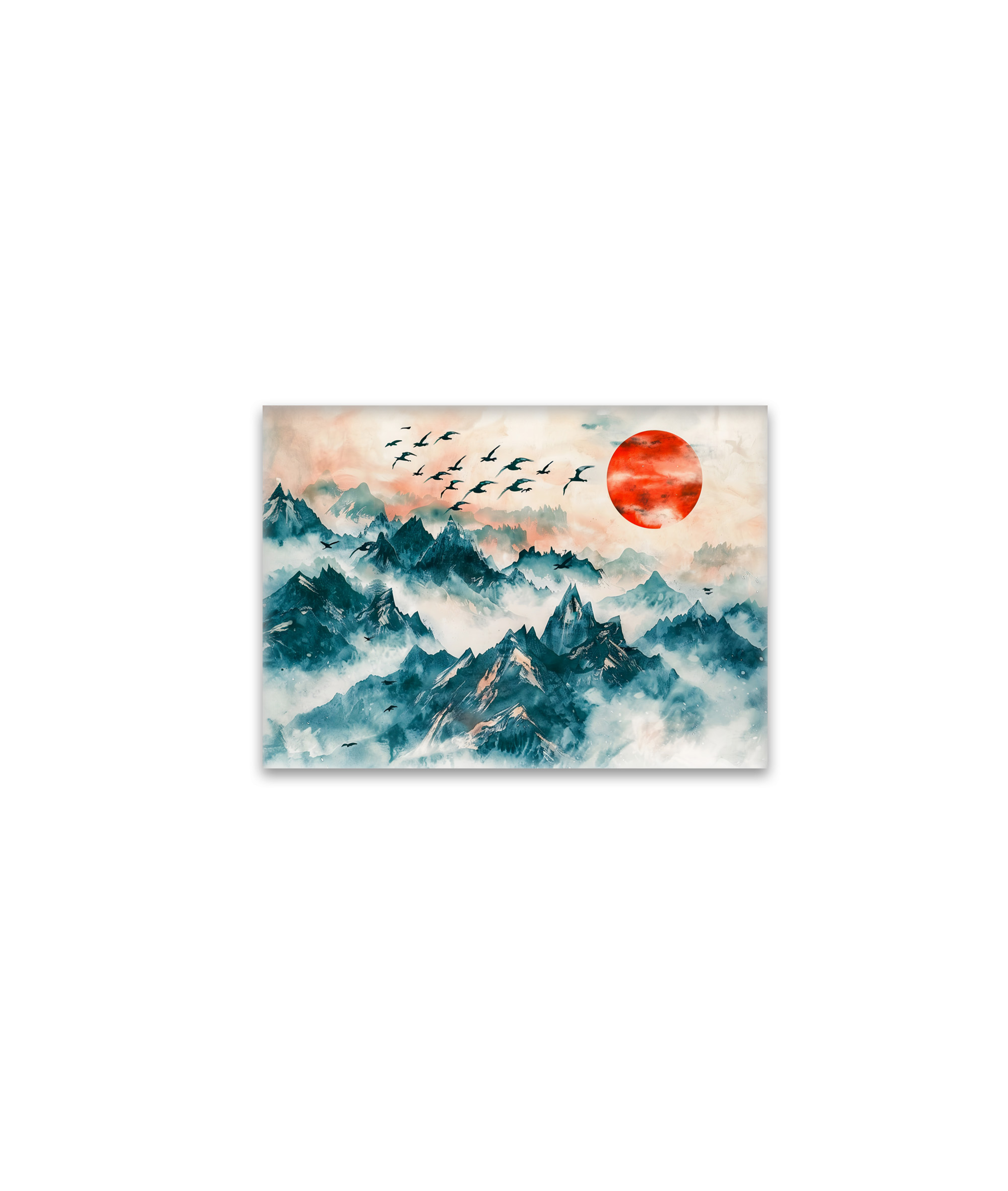 raxxa Glas-Magnet: Chinese Watercolor Birds Soaring over Mountains
