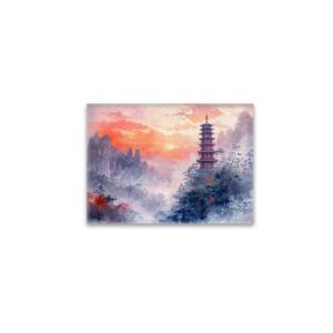 raxxa Glas-Magnet: Chinese Watercolor Temple at Evening Glow