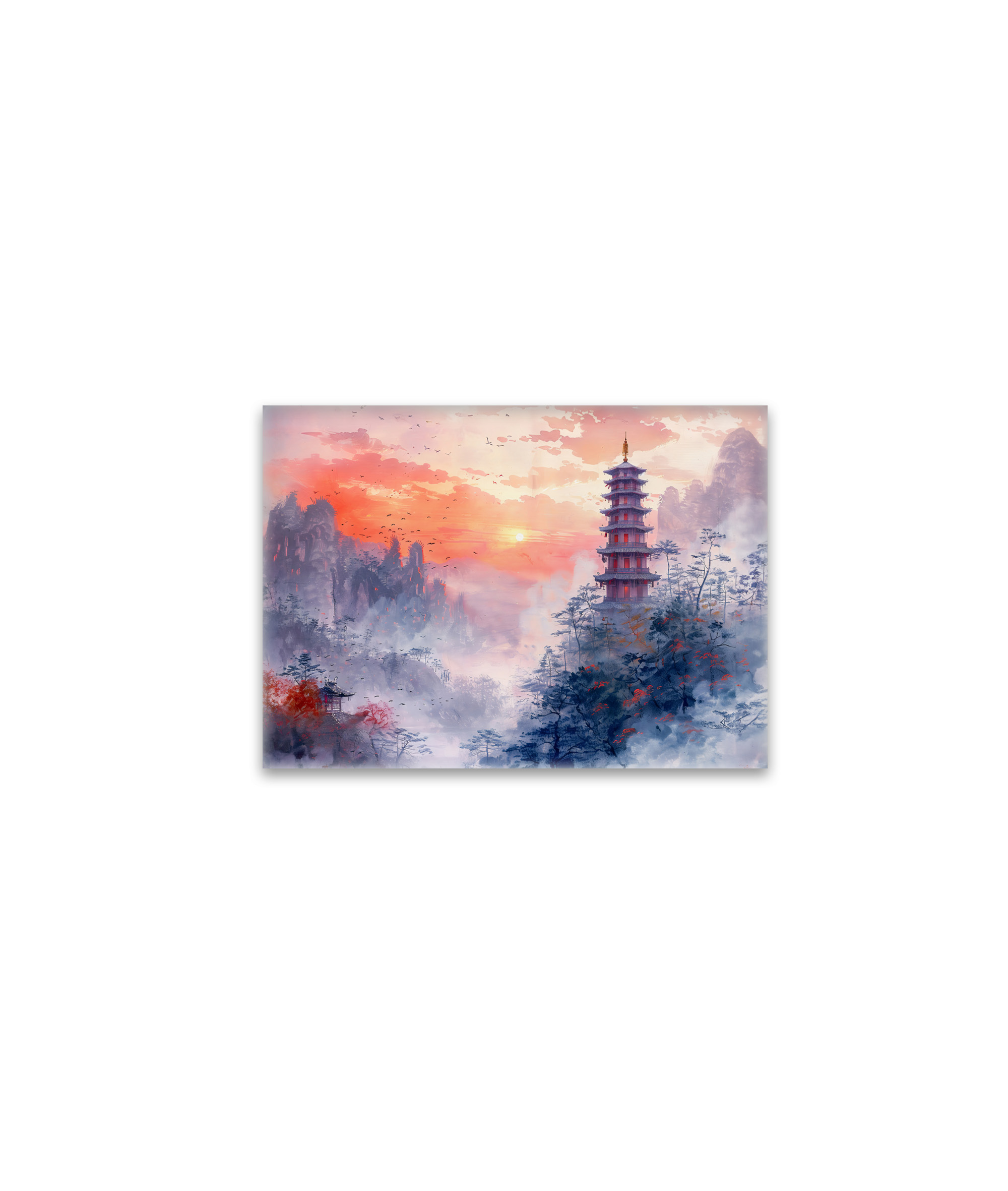 raxxa Glas-Magnet: Chinese Watercolor Temple at Evening Glow