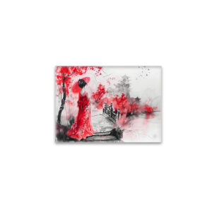 raxxa Glas-Magnet: Chinese Watercolor Geisha on a Bridge