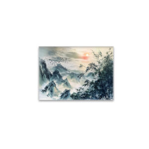 raxxa Glas-Magnet: Chinese Watercolor Bird Migration at Sunset