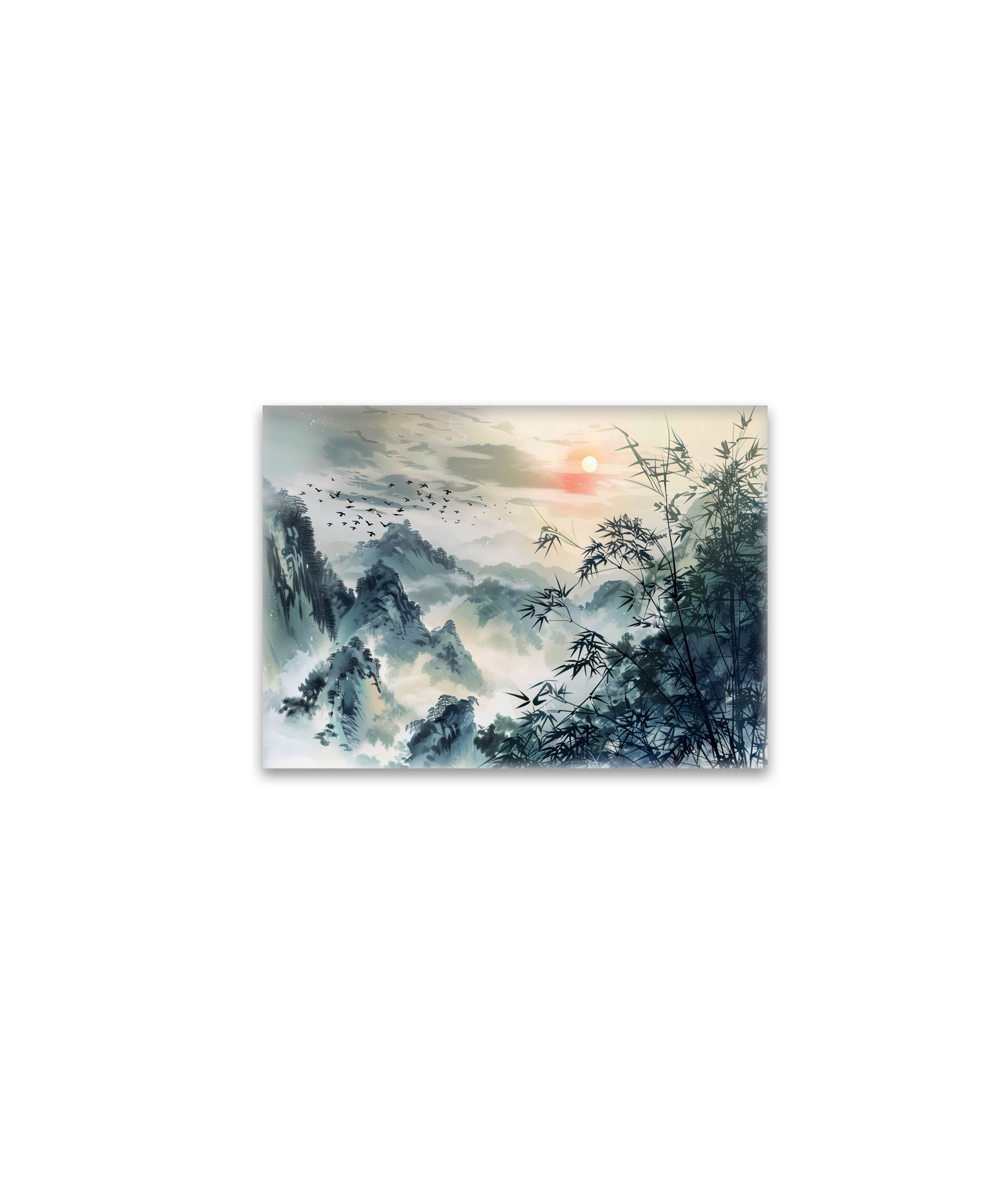 raxxa Glas-Magnet: Chinese Watercolor Bird Migration at Sunset