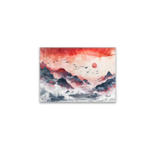 raxxa Glas-Magnet: Chinese Watercolor Birds Soaring over Mountains