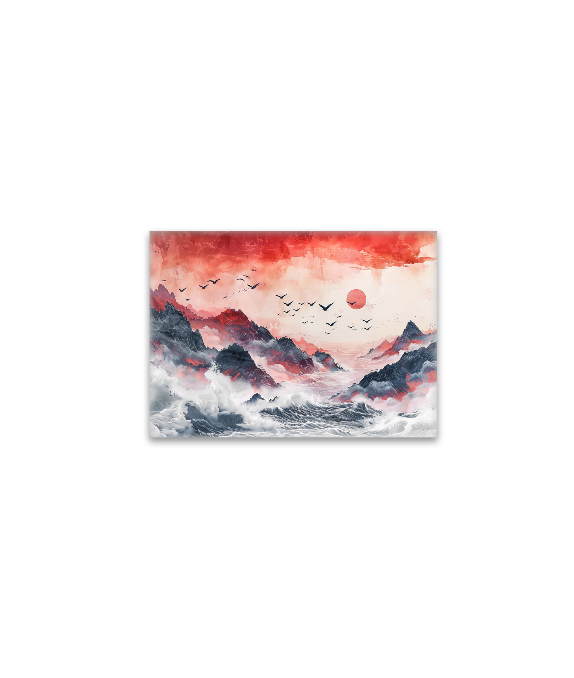 raxxa Glas-Magnet: Chinese Watercolor Birds Soaring over Mountains