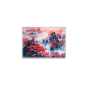 raxxa Glas-Magnet: Chinese Watercolor Autumn Mountains at Sunset