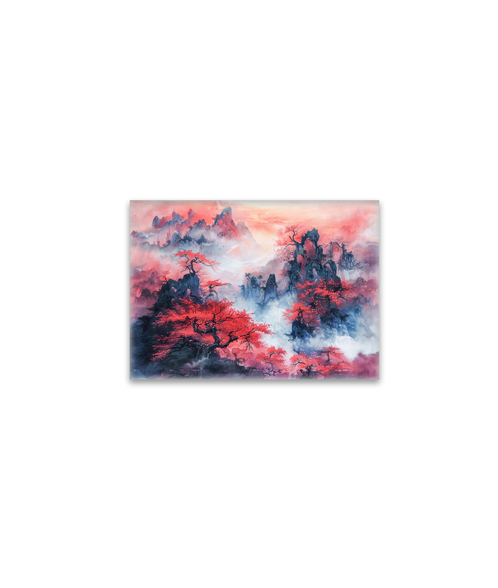 raxxa Glas-Magnet: Chinese Watercolor Autumn Mountains at Sunset