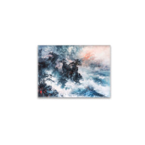 raxxa Glas-Magnet: Chinese Watercolor Waves on Rocky Coast