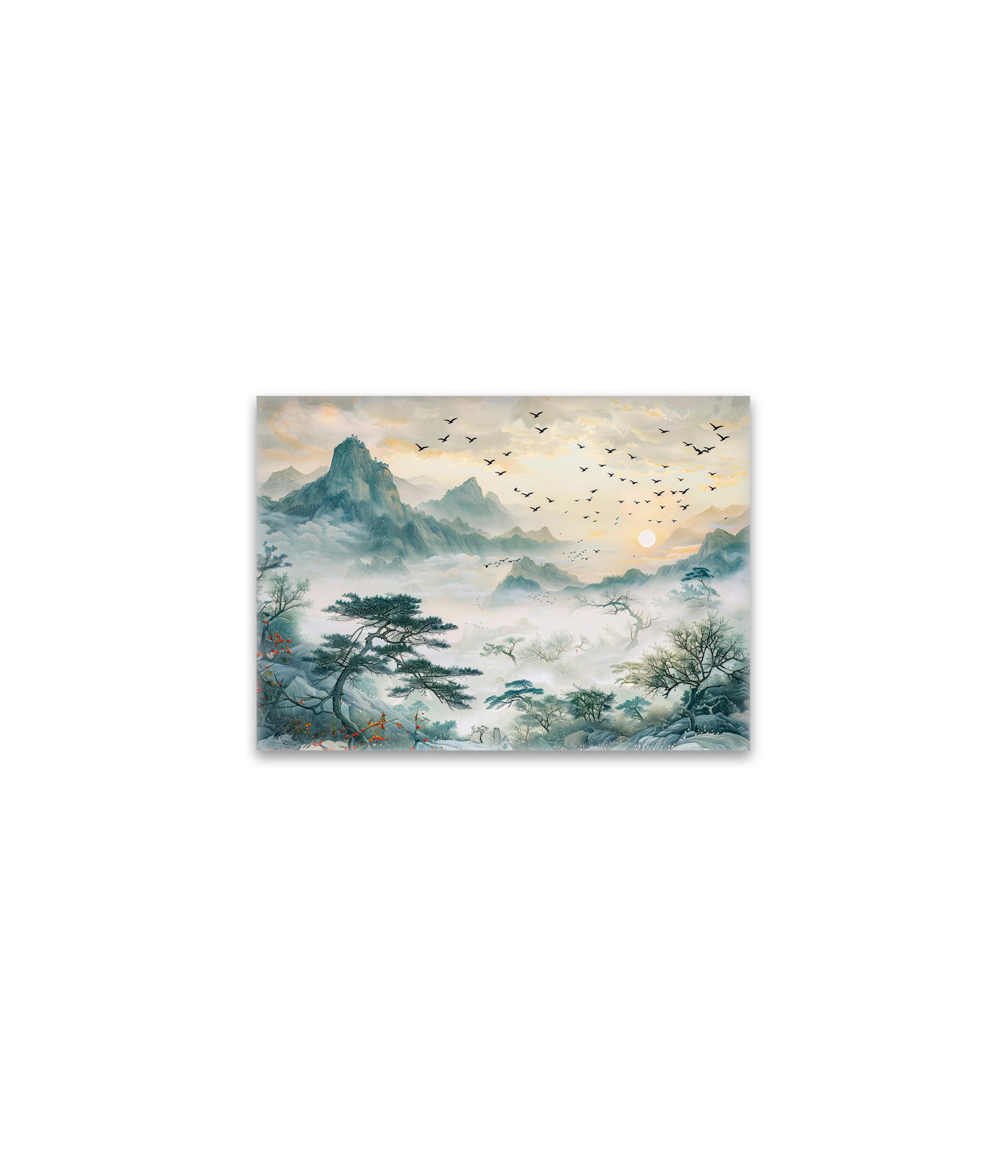 raxxa Glas-Magnet: Chinese Watercolor Birds in Evening Sky