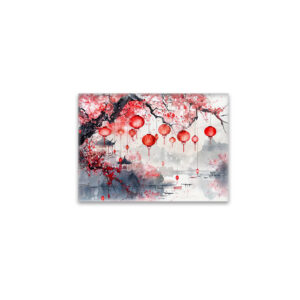 raxxa Glas-Magnet: Chinese Watercolor Lanterns and Blossoming Trees