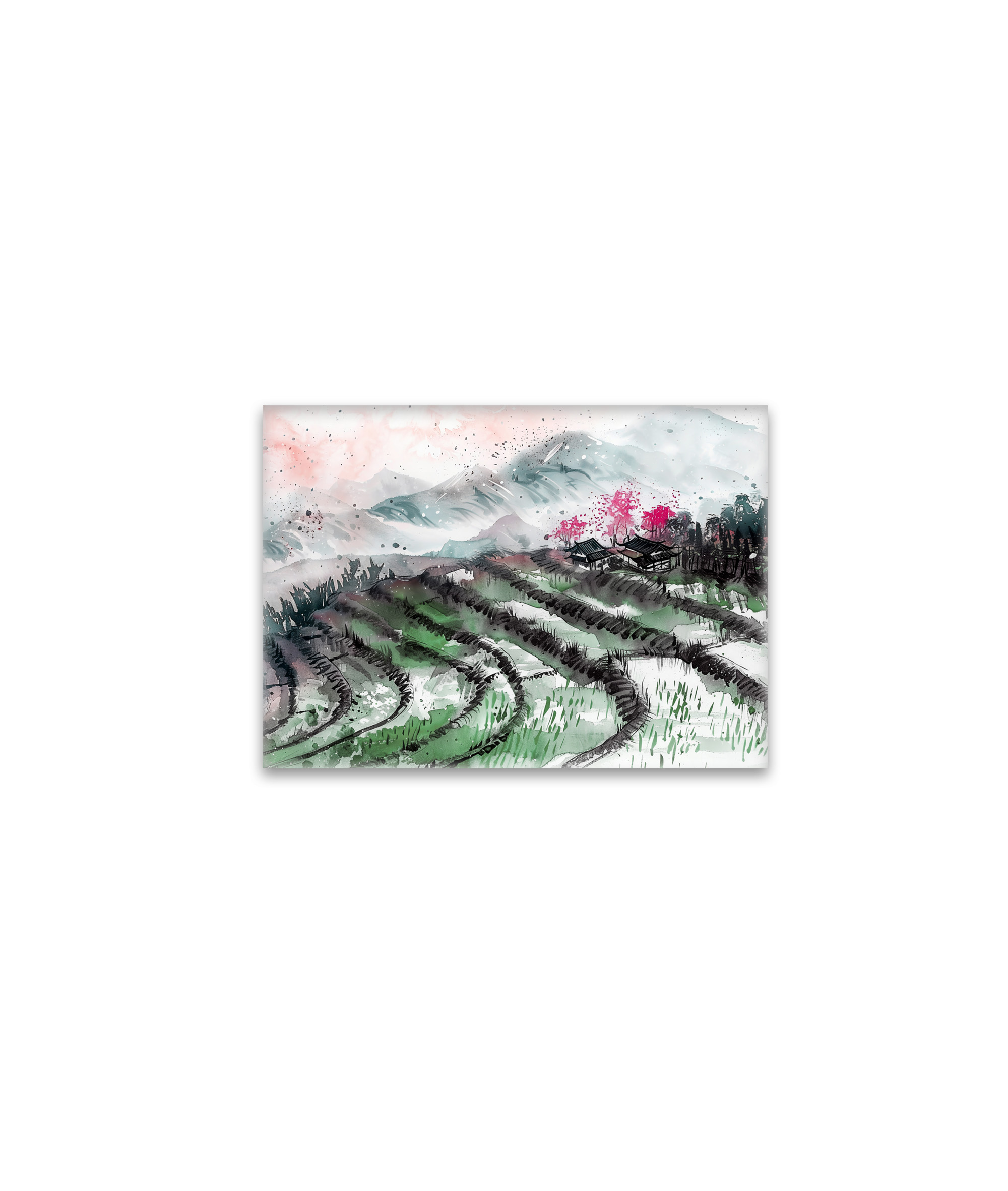 raxxa Glas-Magnet: Chinese Watercolor Serene Rice Terraces