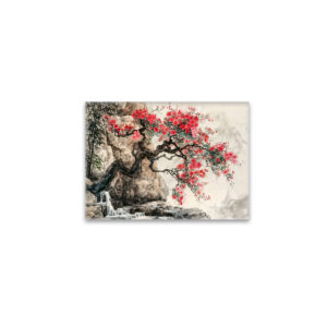 raxxa Glas-Magnet: Chinese Watercolor Blossoming Tree in Mountains