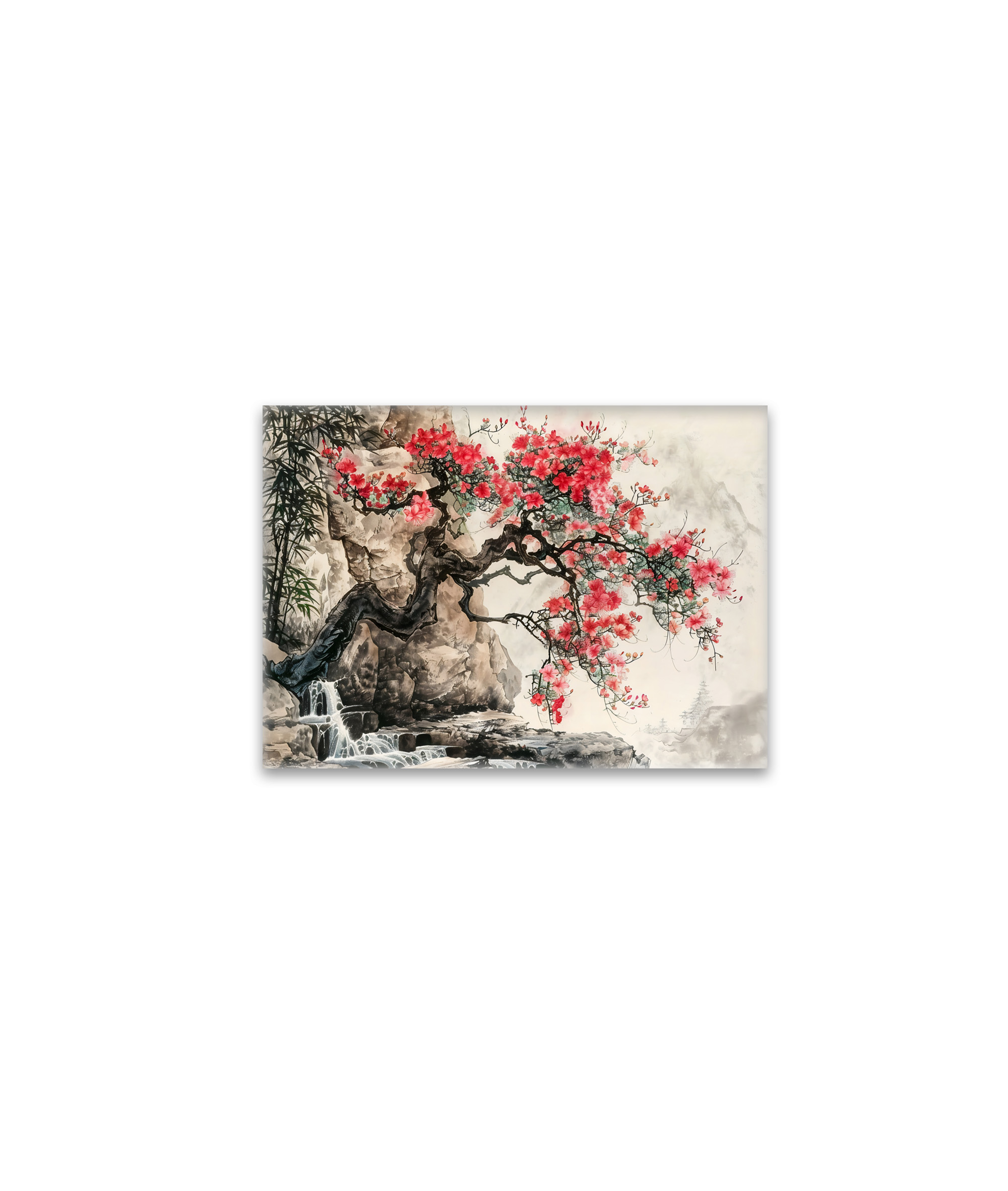 raxxa Glas-Magnet: Chinese Watercolor Blossoming Tree in Mountains