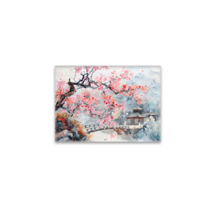 raxxa Glas-Magnet: Chinese Watercolor Temple with Cherry Blossoms