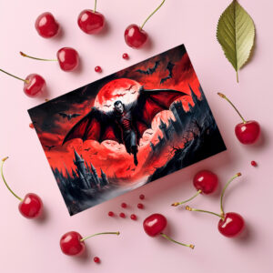 raxxa Postkarte: Vampire Flying Over Haunted Castle