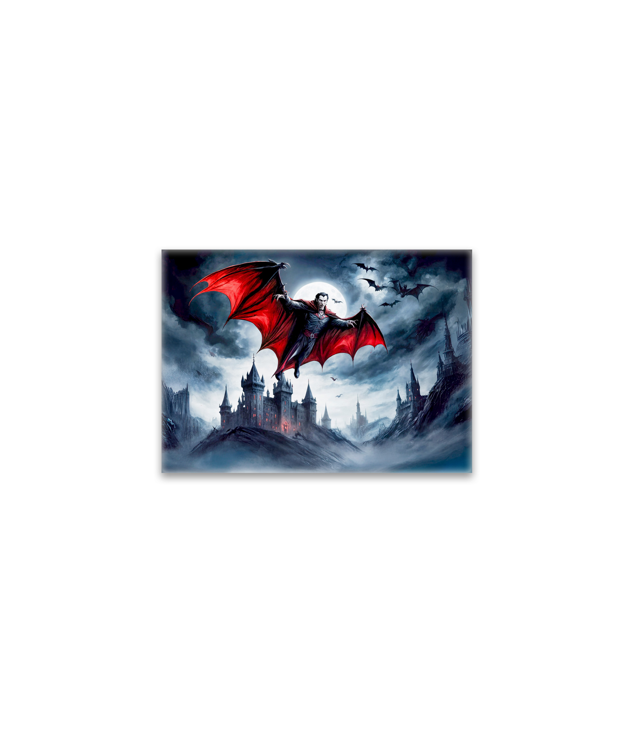 raxxa Glas-Magnet: Vampire Flying Over Haunted Castle