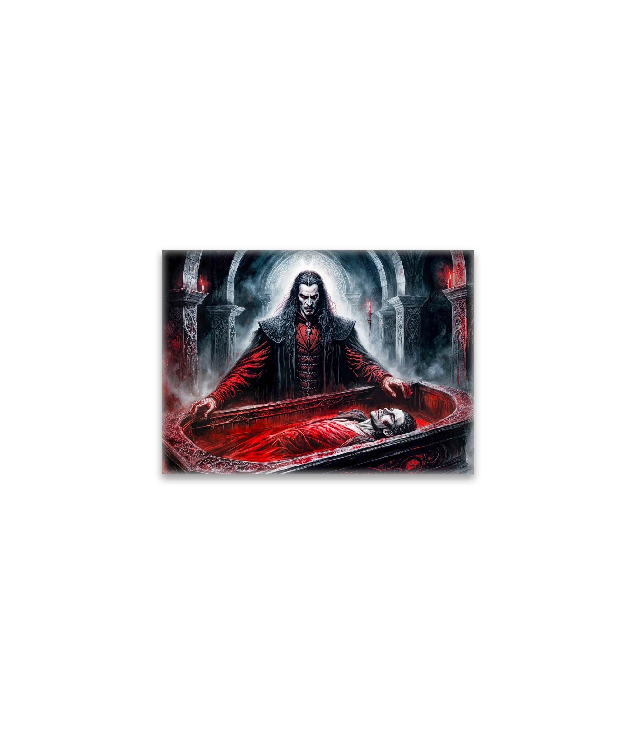 raxxa Glas-Magnet: Vampire Rising from Coffin in Gothic Chamber