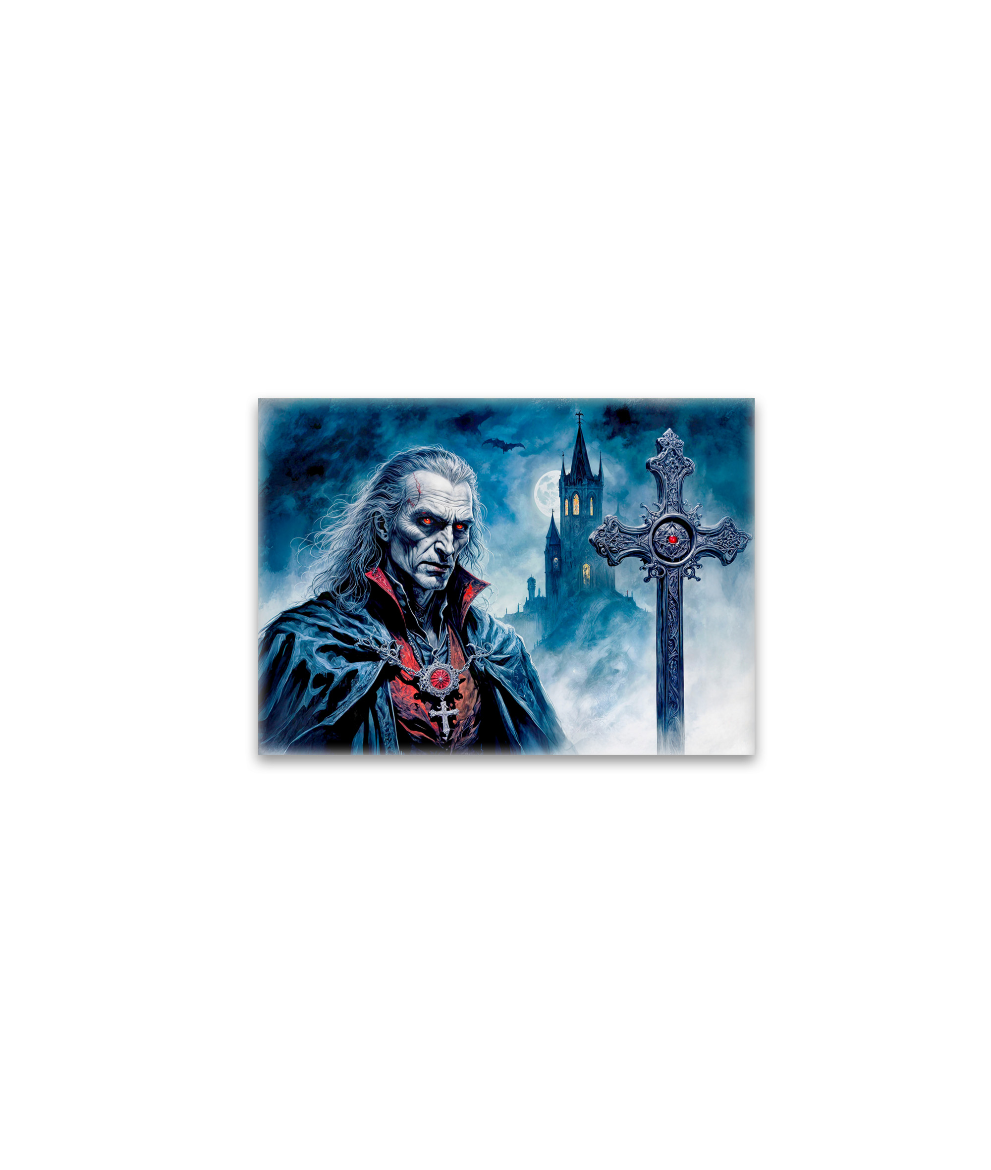 raxxa Glas-Magnet: Vampire Lord with Cross in Moonlit Night