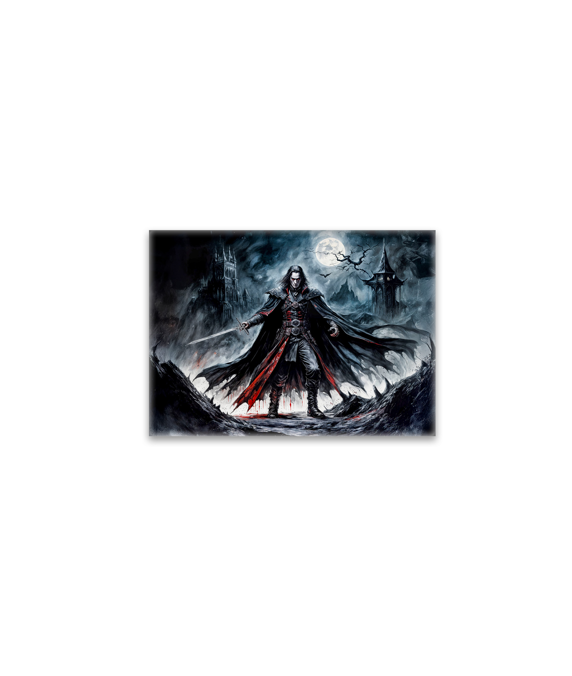 raxxa Glas-Magnet: Vampire Warrior in Moonlit Ruins