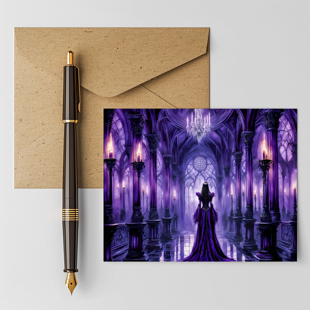 raxxa Postkarte: Mystical Vampire Queen in Gothic Castle Hall