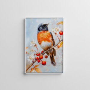 raxxa Glas-Magnet: Garden Redstart in Soft Impressionist Brushstrokes
