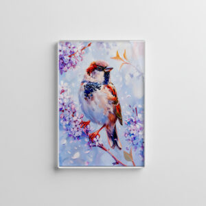 raxxa Glas-Magnet: House Sparrow on a Branch Impressionist Art