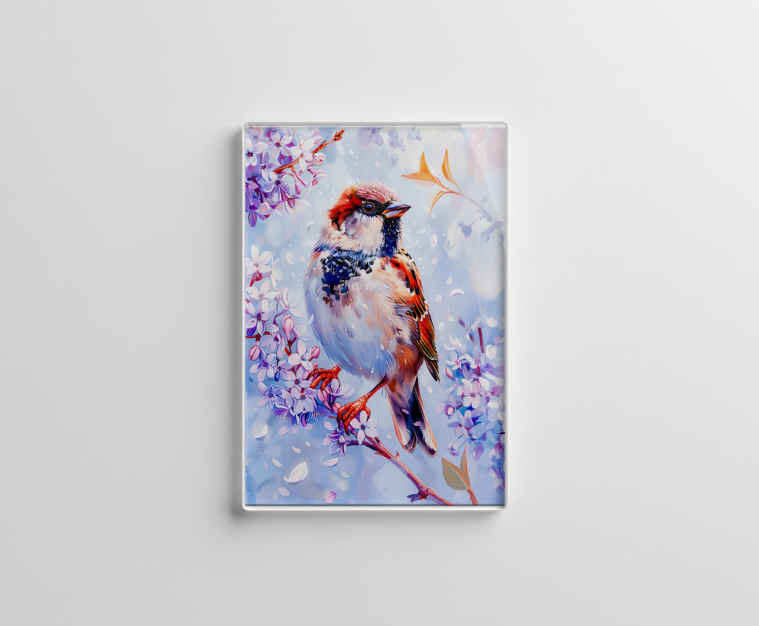 raxxa Glas-Magnet: House Sparrow on a Branch Impressionist Art