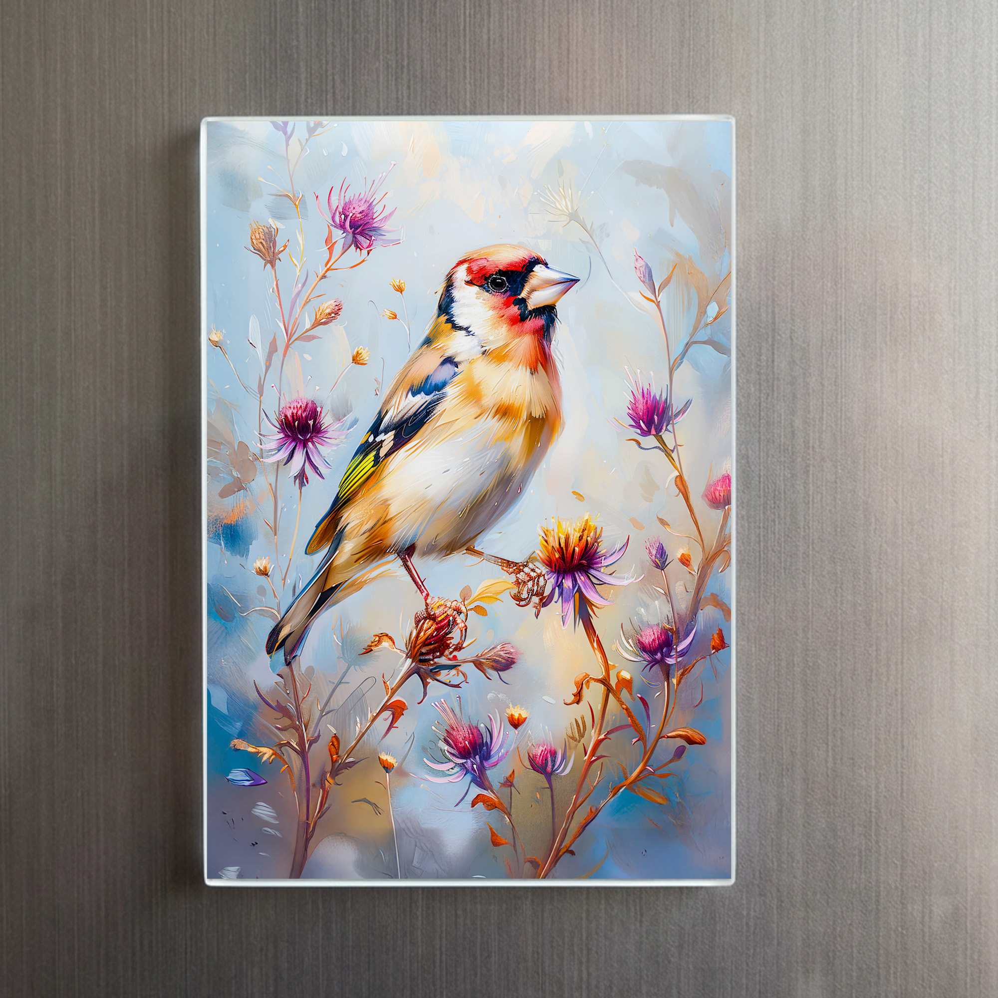 raxxa Glas-Magnet: Goldfinch in Flight, Impressionist Style – Image 2