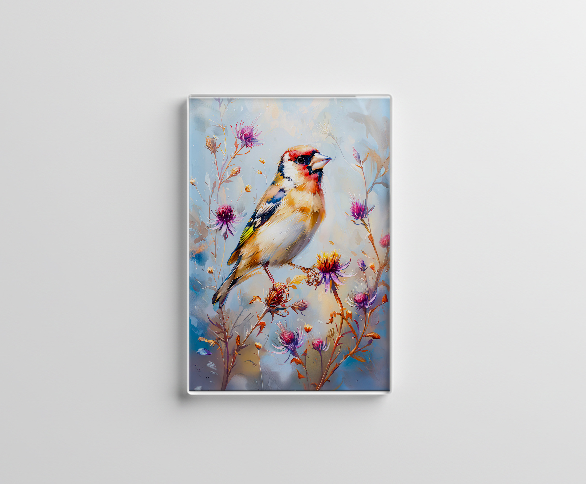 raxxa Glas-Magnet: Goldfinch in Flight, Impressionist Style
