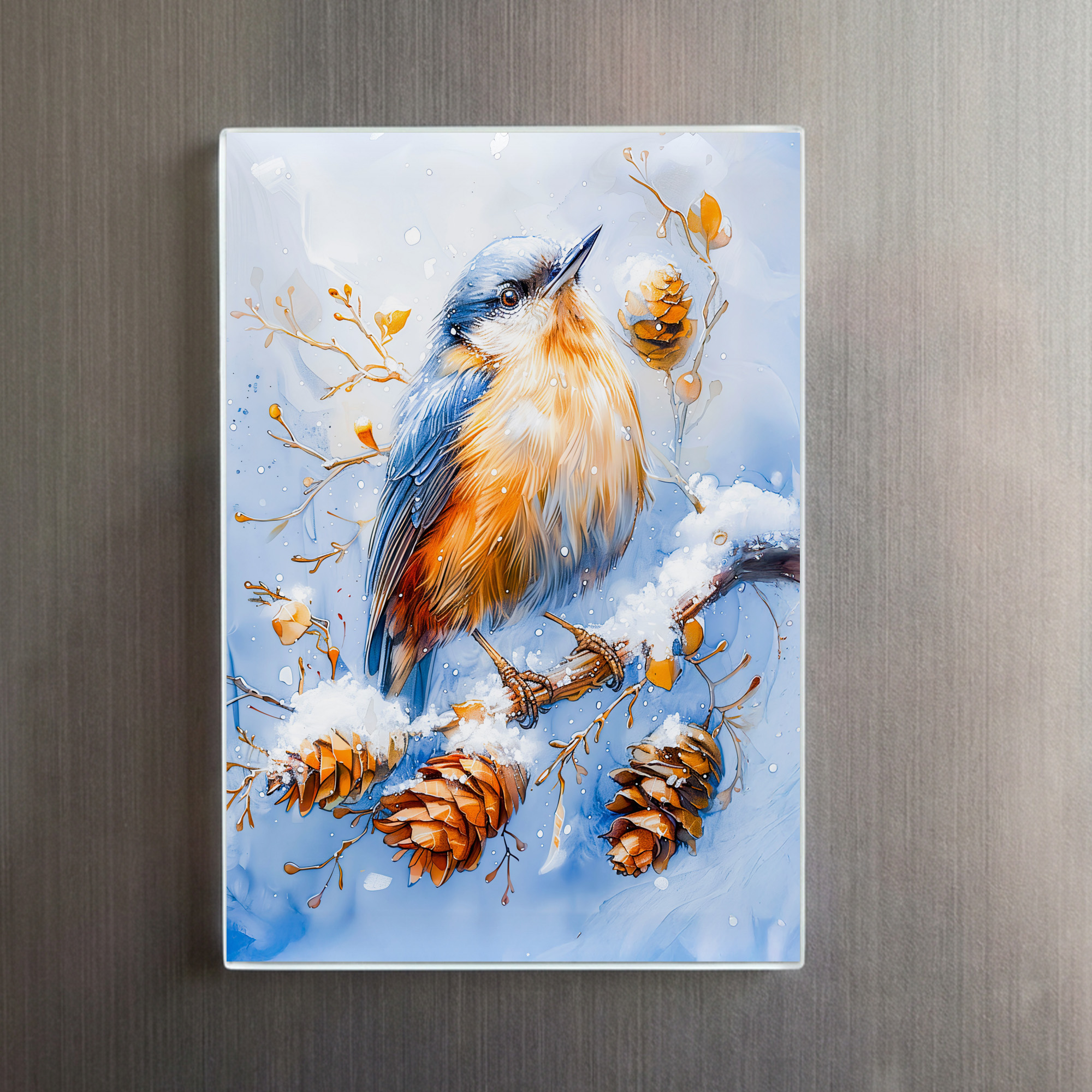 raxxa Glas-Magnet: Eurasian Nuthatch in Impressionist Style Painting – Bild 2