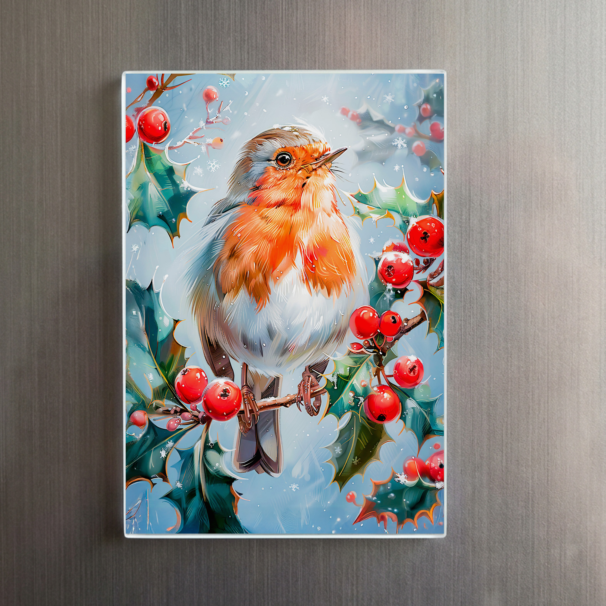 raxxa Glas-Magnet: Robin in Nature Impressionist Style Art - immagine 2