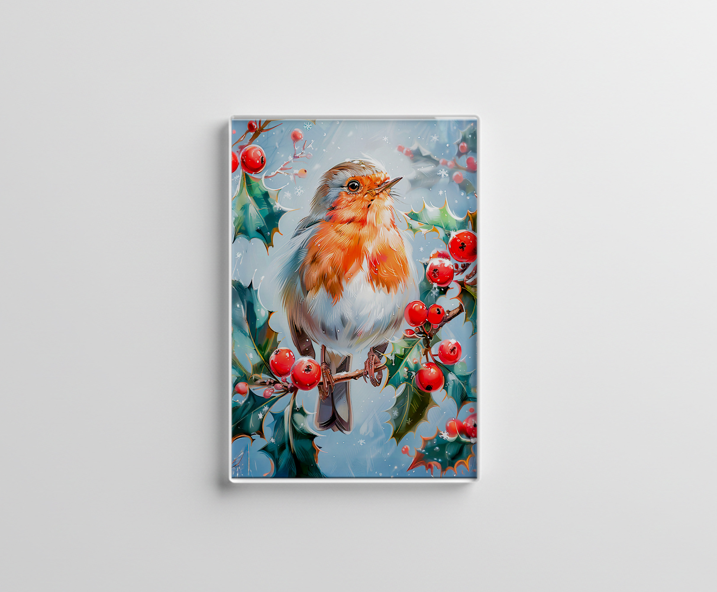raxxa Glas-Magnet: Robin in Nature Impressionist Style Art