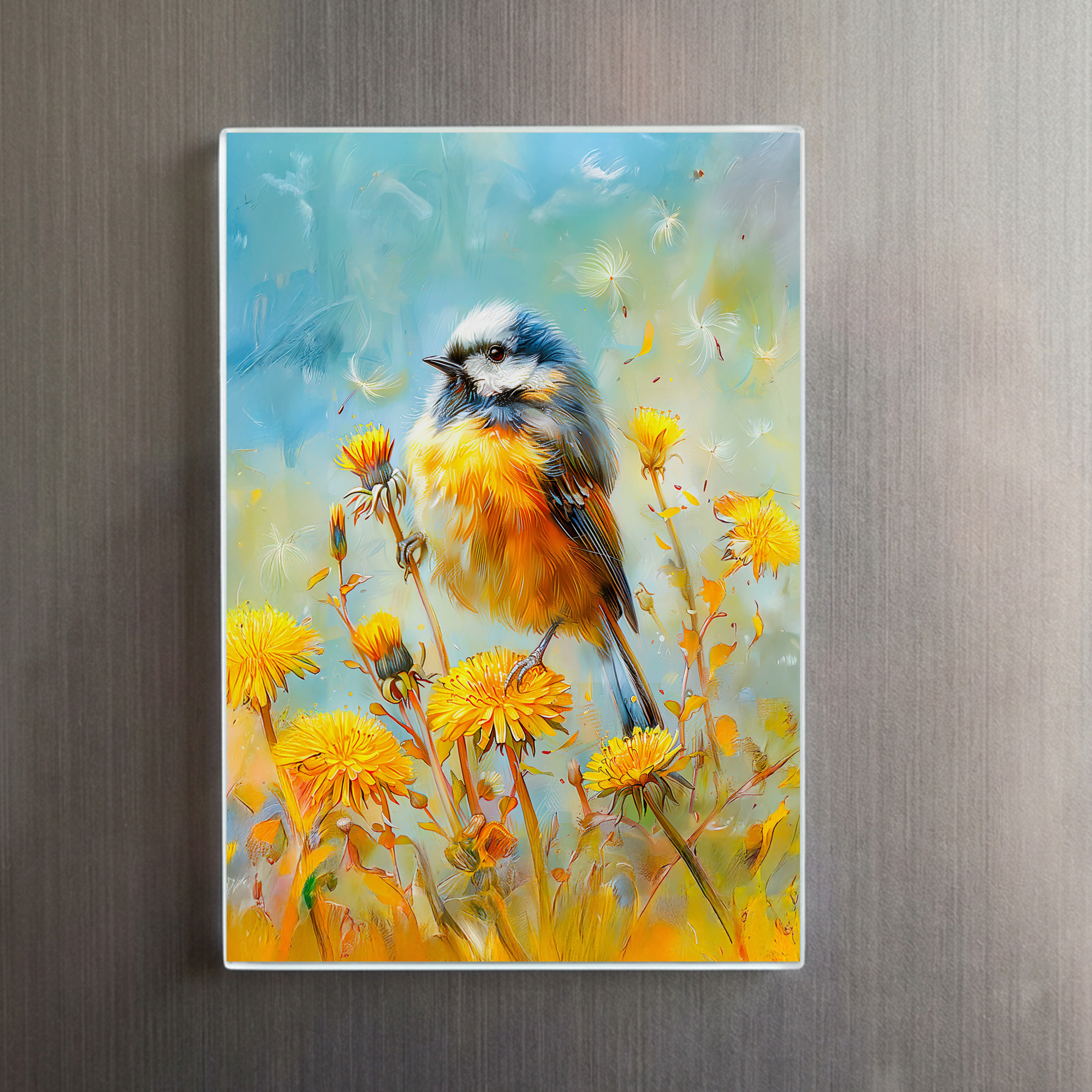 raxxa Glas-Magnet: Eurasian Blue Tit in Impressionistic Landscape - immagine 2