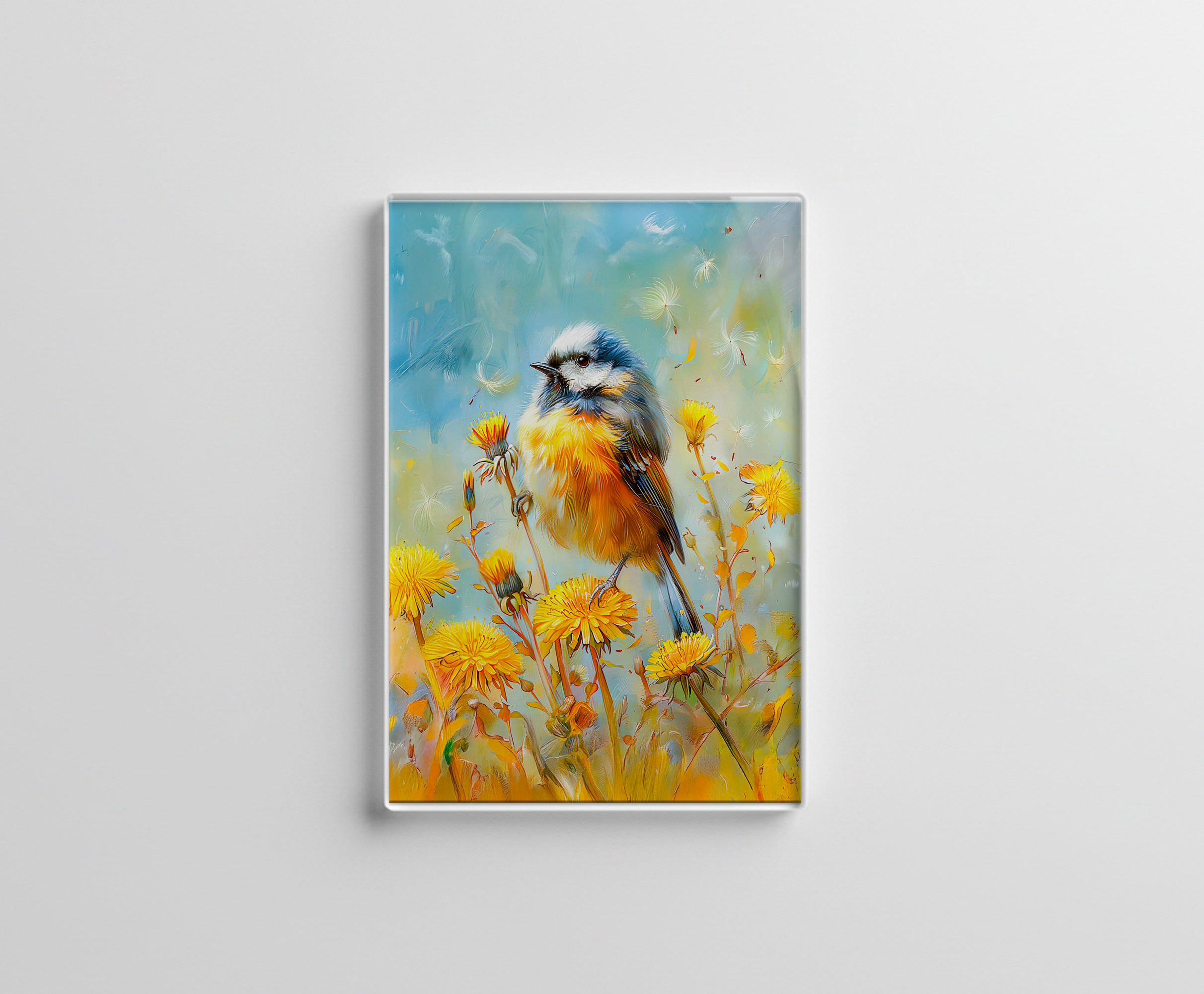 raxxa Glas-Magnet: Eurasian Blue Tit in Impressionistic Landscape