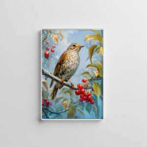 raxxa Glas-Magnet: Fieldfare in Winter Landscape Impressionist Art