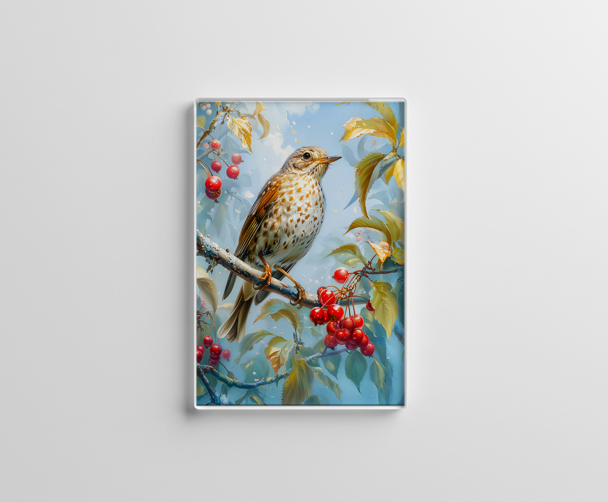 raxxa Glas-Magnet: Fieldfare in Winter Landscape Impressionist Art
