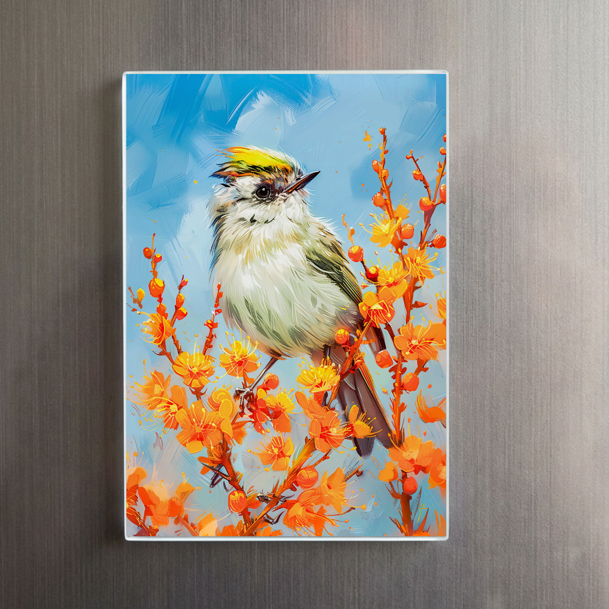raxxa Glas-Magnet: Goldcrest in Winter Impressionist Painting - immagine 2