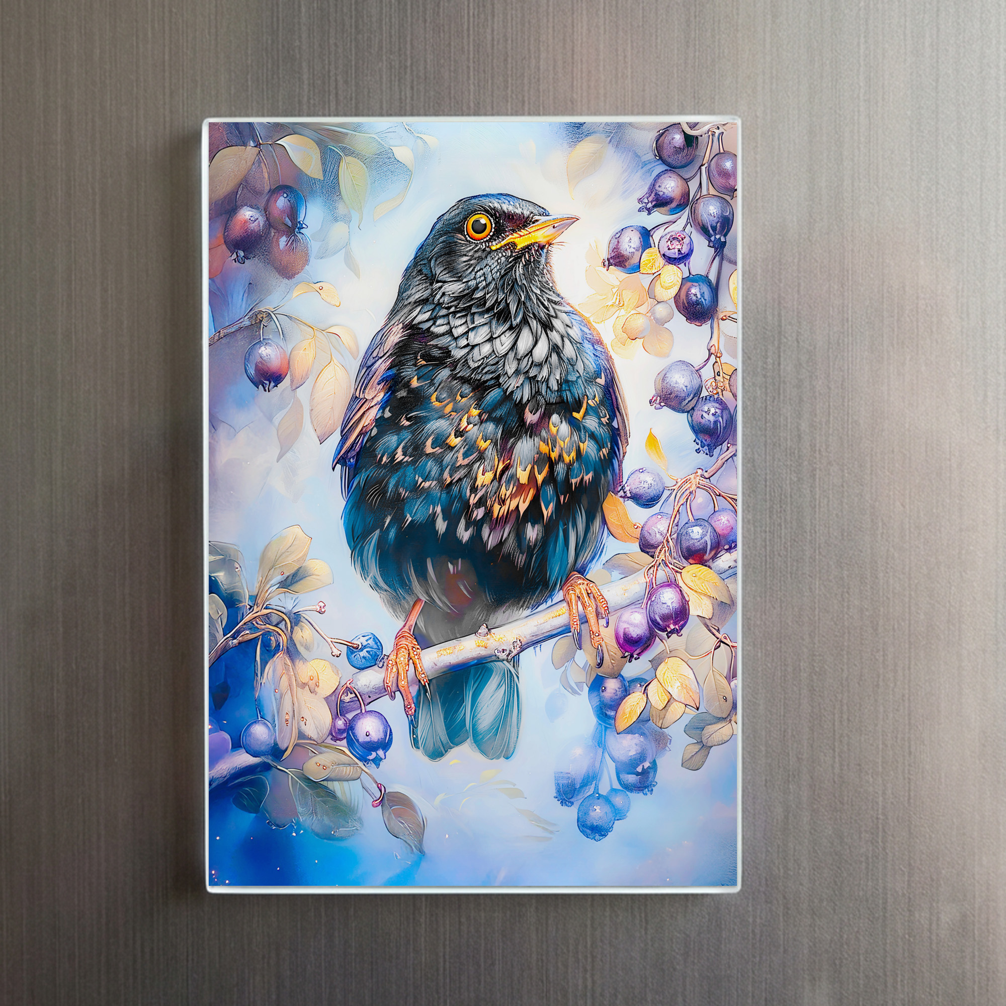 raxxa Glas-Magnet: Blackbird in Garden Impressionist Painting – Image 2